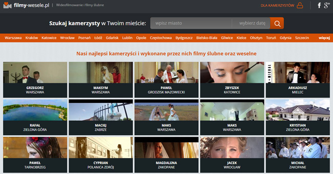 screen strony głównej portalu filmy-wesele.pl 