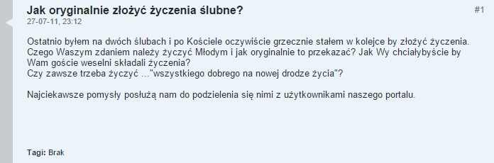 wpis na forum o życzeniach ślubnych